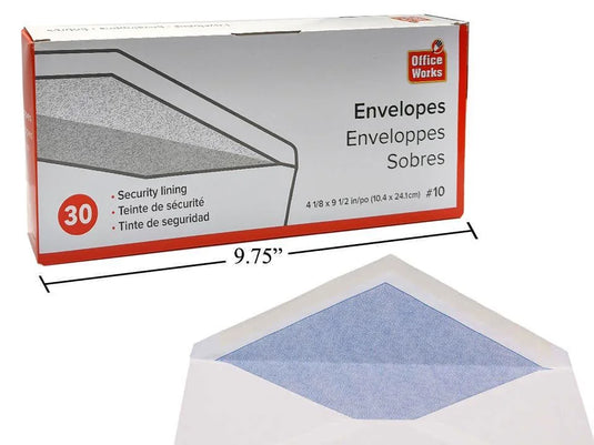 O.WKs. 30-pc #10 Security Envelopes Boxed