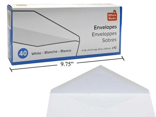 O.WKs. 40-pc #10 White Envelopes, Boxed