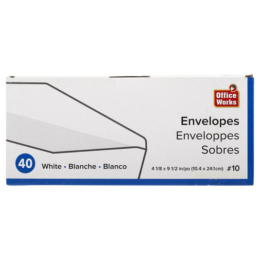 O.WKs. 40-pc #10 White Envelopes, Boxed