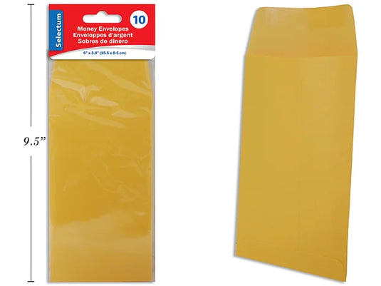 MONEY ENVELOPES, 15.5X8.5CM 10/PKG (H/CARD) 95 GMS (6.11x3.35")