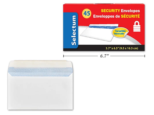 PEEL+SEAL #8 WHITE SECURITY ENVELOPES 45/BOX 3.7X6.5"