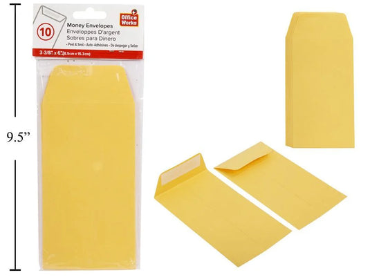 O.WKs. 10-pc Peel & Seal Money Envelope (HZ)