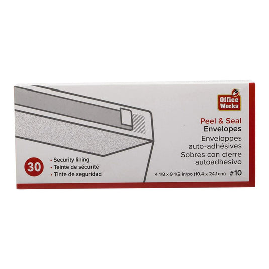 O.WKs. 30-pc #10 Peel & Seal Security Evlp (HZ)