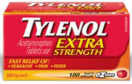 Tylenol Extra Strength 500mg each, 100 EZ Tabs