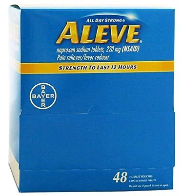 Aleve Pain Reliever 220mg, 1 Caplet Pouches