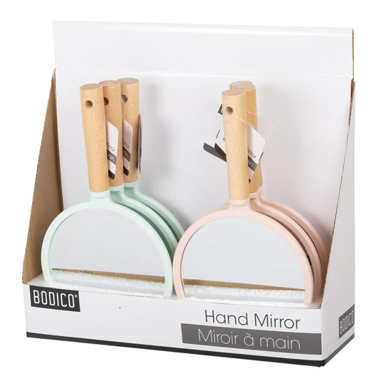 Bodico, Wood Handle Hand Mirror, 14x25cm