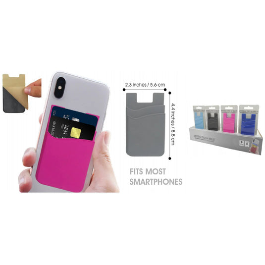 2 Pk - Universal Stick On Wallet - Sticks Behind Cell Phone : w/Credit Card Slots