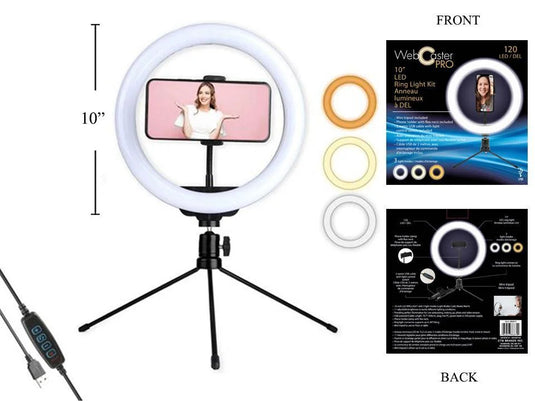 iFocus Webcaster PRO Ring Light Kit 10",120LED,3 clr. mini tripod