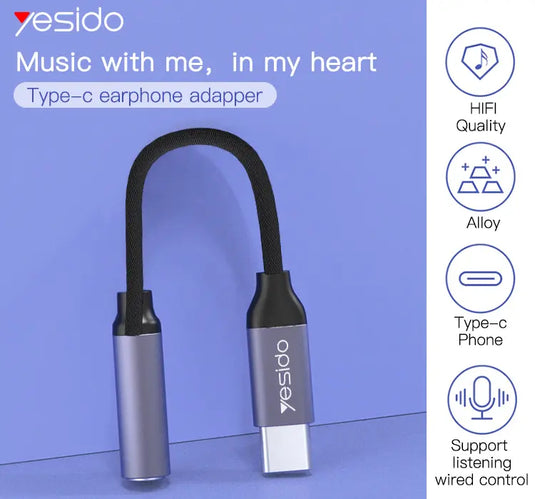 USB type-C to 3.5mm aux port audio adapter cable