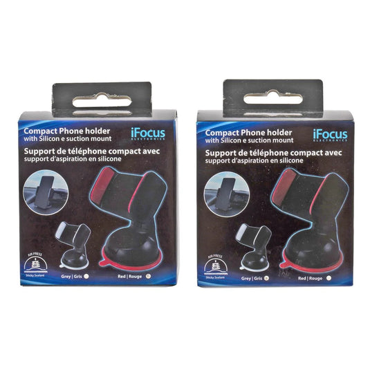 iFocus Silicon suction phone holder 2C, Red or Grey with Blk base