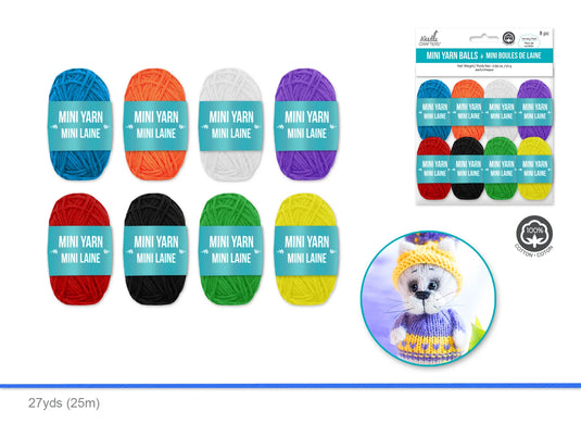 Needlecrafters: 10g Cotton Mini Yarn Ball 8pc Variety Pack A) Bold