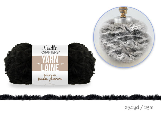 Needlecrafters: 50g Poly Faux-Fur Yarn Ball F) Black