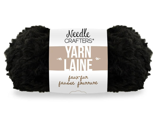 Needlecrafters: 50g Poly Faux-Fur Yarn Ball F) Black