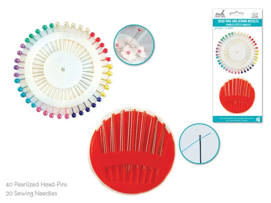 Needlecrafters: Pearlized Head-Pins/Sewing Needles Value-Pak