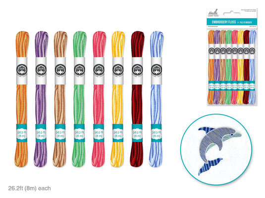 Needlecrafters: 8m Cotton Embroidery Floss 8 Hanks/pkg K) Variegated Darks