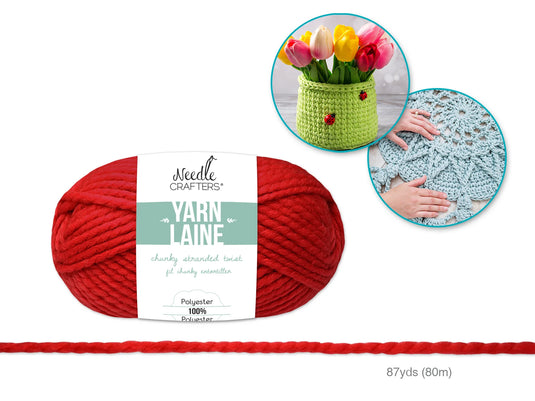 Needlecrafters: 100g Chunky Stranded Twist Poly Yarn J) Cherry Red