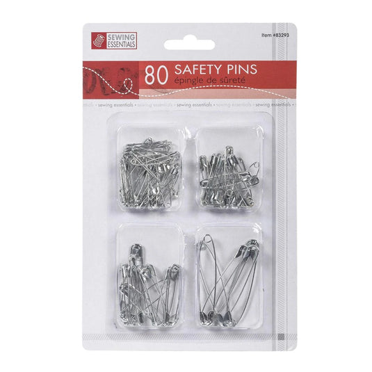 Sewing E. 80-pc Metal Safety Pins Clear b/c