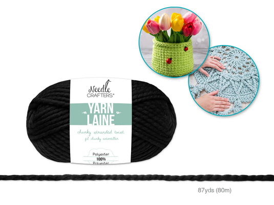 Needlecrafters: 100g Chunky Stranded Twist Poly Yarn C) Black