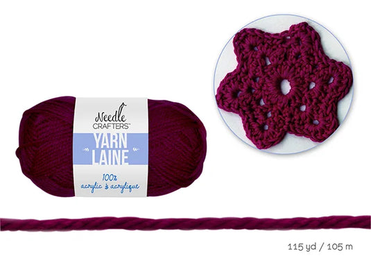 Needlecrafters: 50g Acrylic Yarn Standard Ball Dyed Y) Cranberry Wine