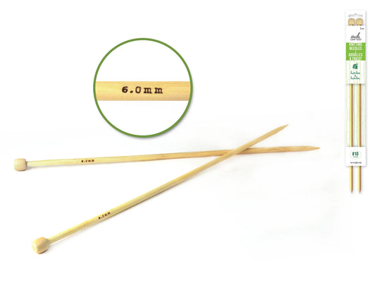 Needlecrafters: #10 (6mm) Bamboo Knitting Needles 35cm
