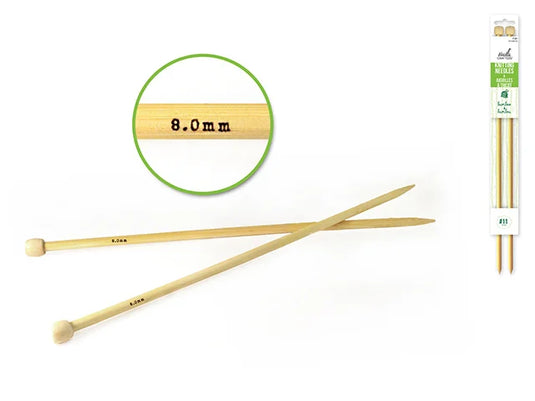 Needlecrafters: #11 (8mm) Bamboo Knitting Needles 35cm