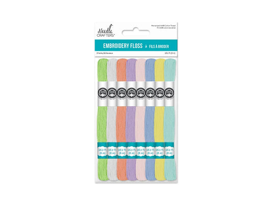 Needlecrafters: 8m Cotton Embroidery Floss 8 Hanks/pkg C) Pastels Asst