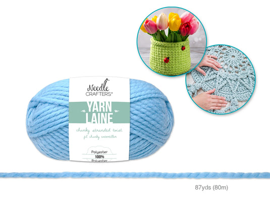 Needlecrafters: 100g Chunky Stranded Twist Poly Yarn B) Baby Blue