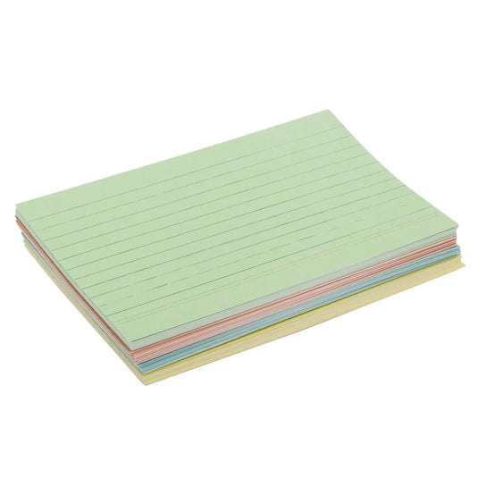 O.WKs. 4x6" 100-Pc Ruled Index Card Assorted Clrs, shrink wrap (HZ)
