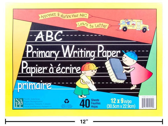 40-sheet 9" x 12" ABC Guideline, ruled, bulk