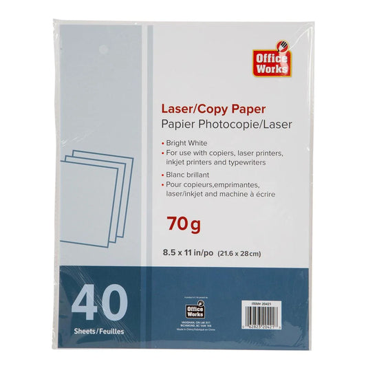 O.WKs. 40-sheet Laser/Copy Paper