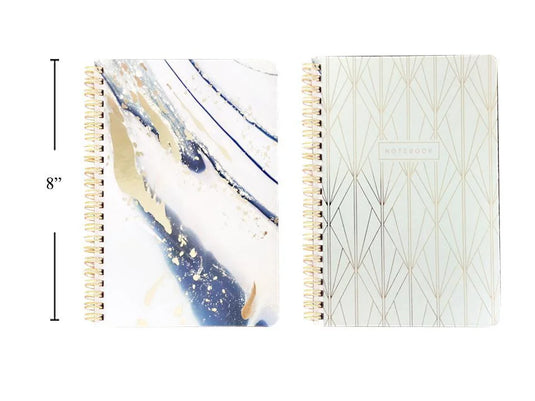 Notebook, Gold dbl Spiral, 4c prntd 400g Card,202x147mm,80g,100s
