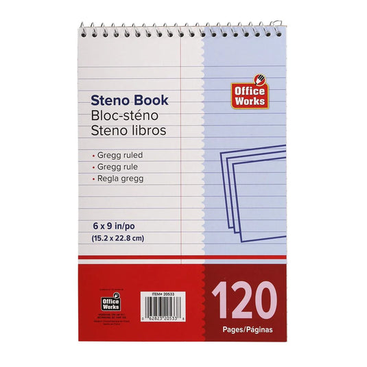 O.WKs. 120-page 6"x9" Steno Book