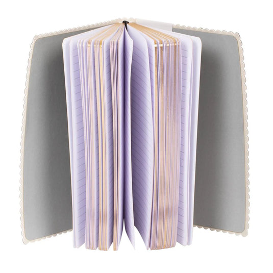 Foil, Ruled Notebook w/shaped edge 4 styles, 128s,80g. soft PU cover