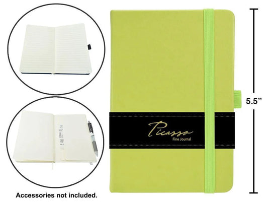 Picasso, 3.5 x 5.5" 80-sheet Ruled Journal, 80gsm, Lime Green, wrapper