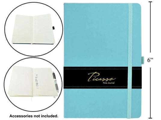 Picasso, 4.5" x 6.5" 80-sheet Ruled Journal, 80gsm, Aqua Blue, wrapper