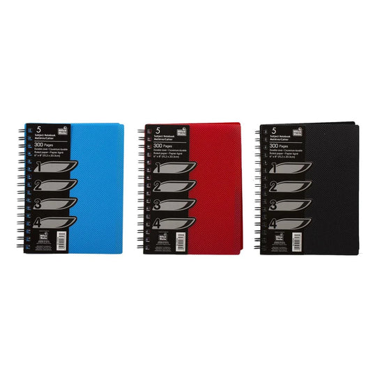 O.Wks, 6" x 8" 300-p 5-Subject Notebook, opp bag