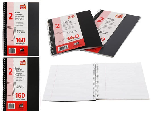 O.WKs. 160 Pages 2 Subject Spiral Notebook