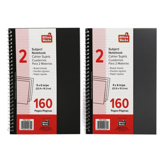 O.WKs. 160 Pages 2 Subject Spiral Notebook