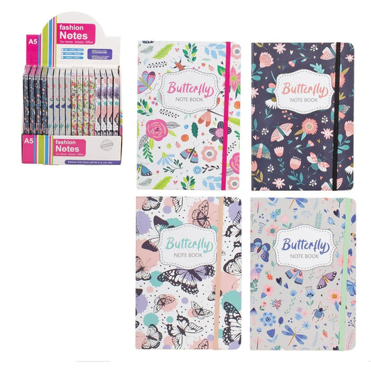 Butterfly Hard Cover Notebook 14.5x21cm 80s,70g