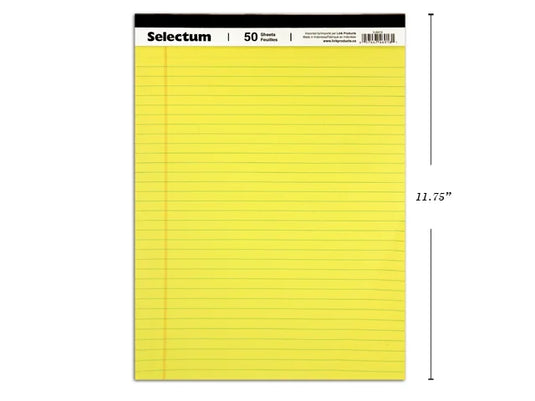 YELLOW PAPER WRITING PAD 8.5X11" RULED 50SHTS