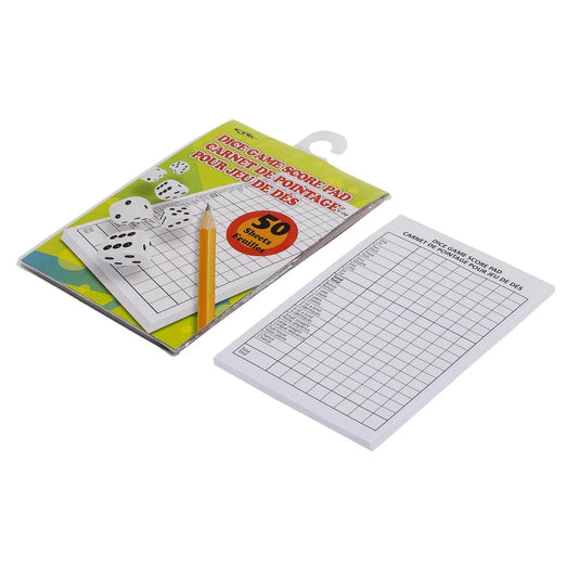 Dice Game Score Pad, J-Hook