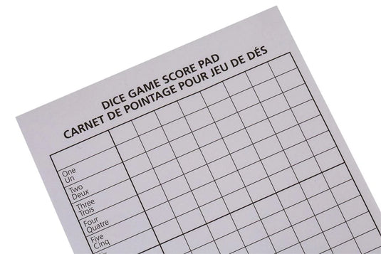 Dice Game Score Pad, J-Hook