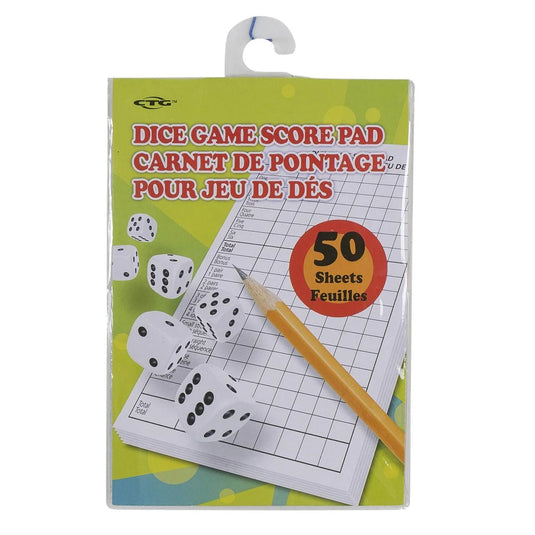 Dice Game Score Pad, J-Hook