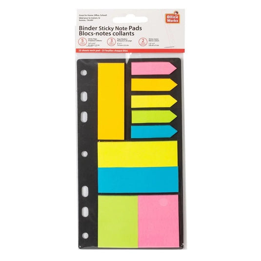 O.WKs.25-sheet Sticky Notes, 10-pack 3-sizes, PBH