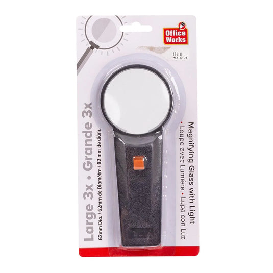 O.WKs. 2-3/8" Magnifying Glass w/ Light&Glass Lens,B/O, b/c (HZ)