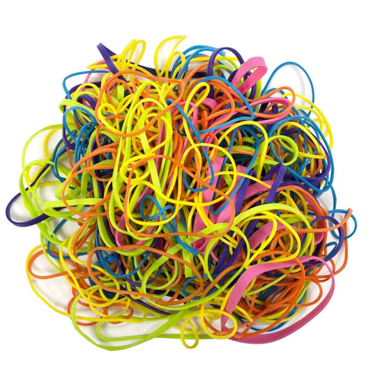 O.WKs. 4oz Rubber Bands, Assorted Sizes & Col, zip lock bag