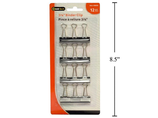 Desk Tech 12-pc 3/4" Binder Clip, Black, b/c (HZ)