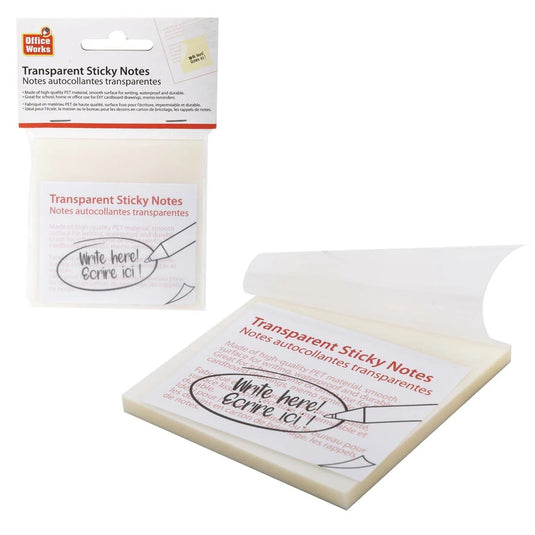 O.WKs.100s See through Sticky Notes 3" x 3", PET, PBH