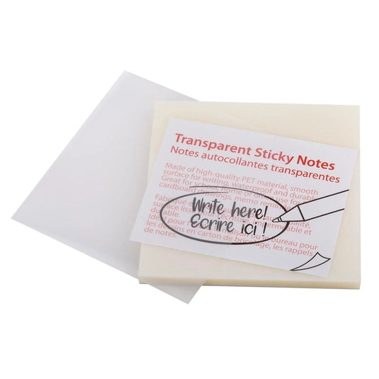 O.WKs.100s See through Sticky Notes 3" x 3", PET, PBH