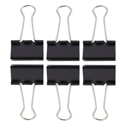 Desk Tech 6-pc 1.25" Binder Clip, Black, b/c (HZ)